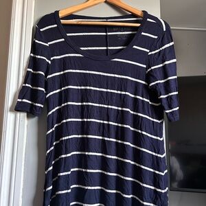 American Eagle Outfitters Dark Blue and White Striped Tee